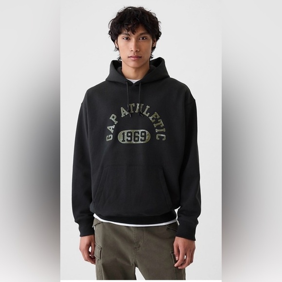 Gap Heavyweight Oversized Camo Graphic Athletic Soft Distressed Hoodie XL NWT - Picture 2 of 4